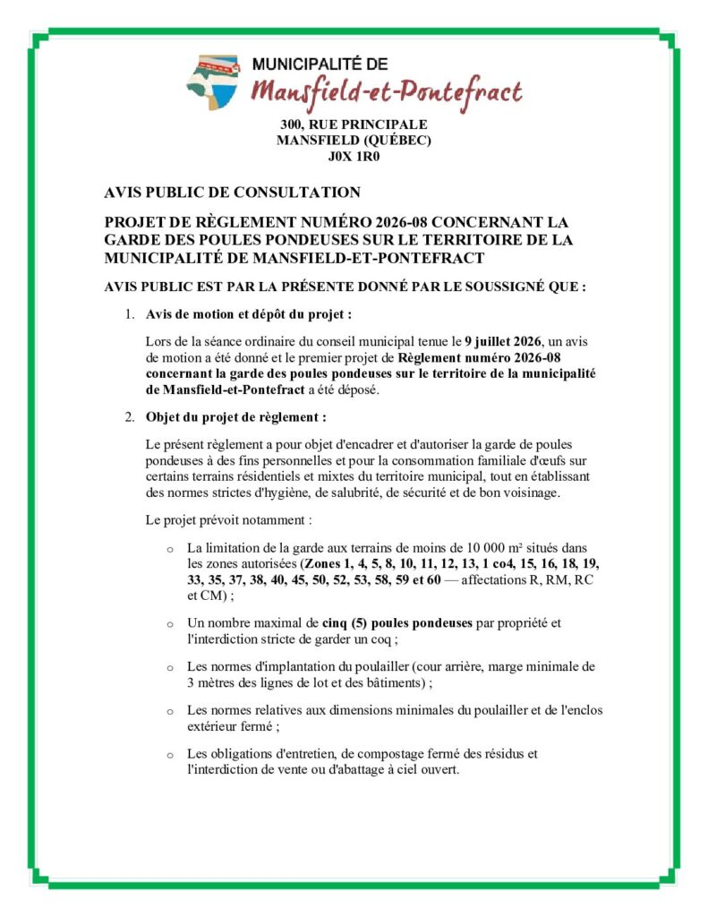AVIS CONSULTATION PUBLIQUE poules
