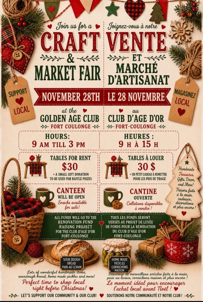 Vente d'artisanat et de marchands du Club D'Âge D'Or Fort-Coulonge