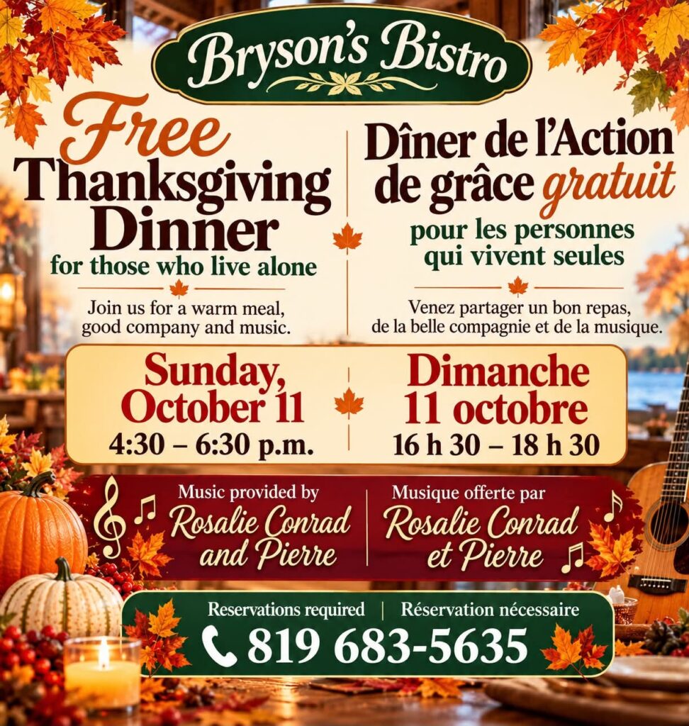 Dîner de l'Action de grâce gratuit au Bryson Bistro Du Bucheron